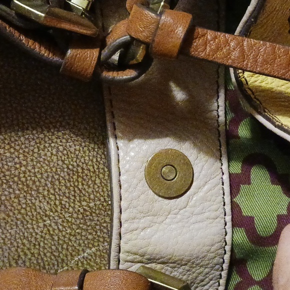 OrYany handbag hobo large genuine leather color block yellow taupe brown - Picture 7 of 10